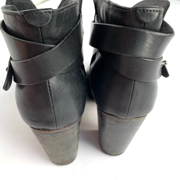 Rag & Bone Harrow Black Leather Ankle Boots 38 fits like 7 - Picture 5 of 8